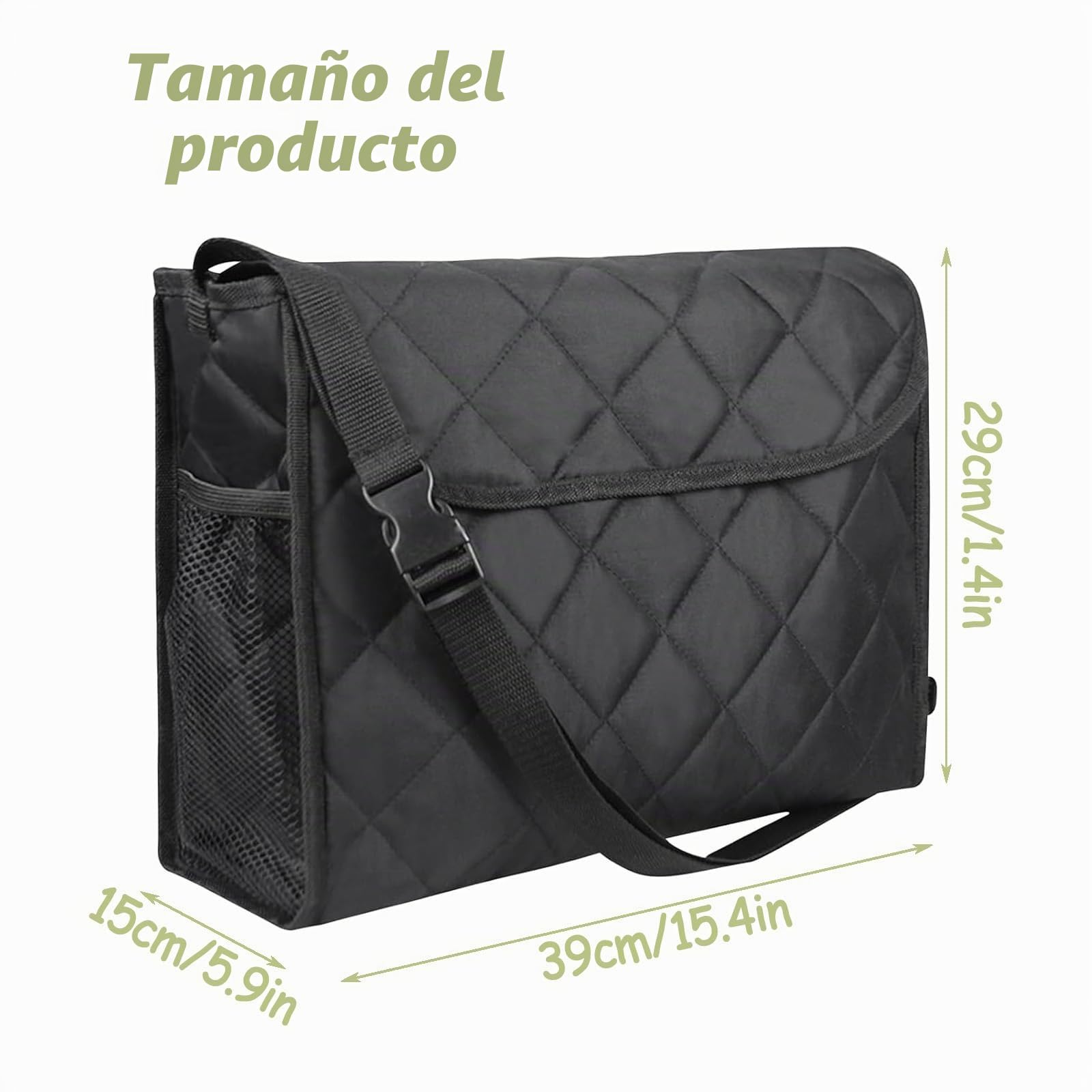 Bolsa Trasera para Silla de Ruedas, Bolsa Impermeable para Andador, Bolsa Universal para Andador, Bolsa para Andador, Para Sillas de Ruedas y Andadores, 39 x 29 x 15cm(Negro)