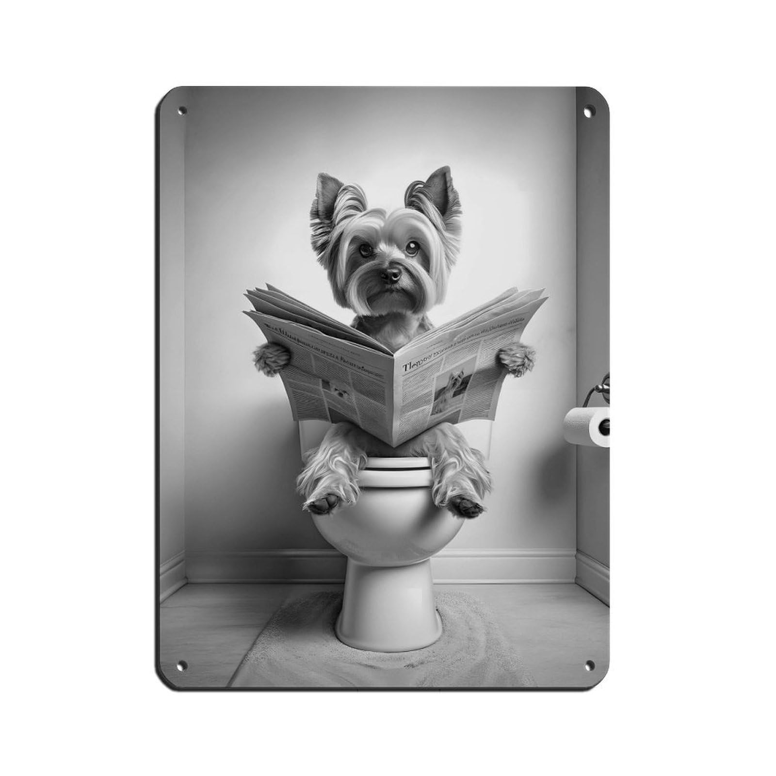 Yorkshire Terrier Bathroom Art Poster Retro Poster Metal Tin Sign Chic Art Retro Iron Painting Bar People Cave Cafe Family Garage Poster Wall Decoration 12x16inch(30x40cm)