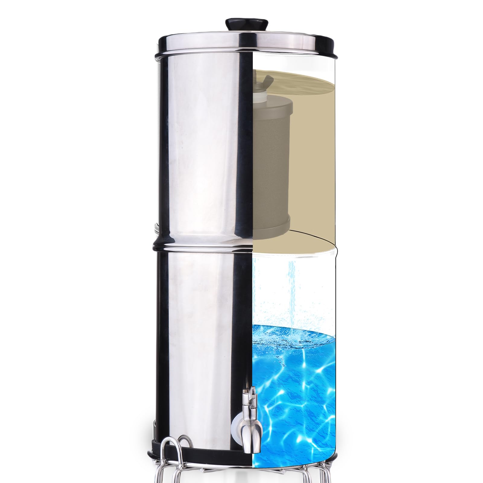 de filtro de agua de 1 galón, purificador de agua para encimera de acero inoxidable con filtros para el hogar, Camping, senderismo, aventuras al aire