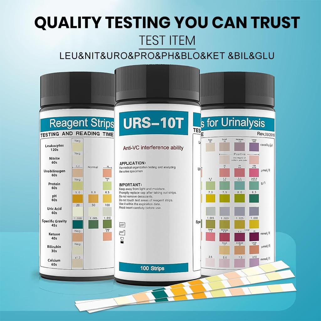 HANNEA® 100-Count Urinalysis Strips, Quick UTIs Urine Test Dipsticks, 10-Parameter Urine Test Strips, Self Monitoring Uti Test Strips for Possible UTIs, Diabetes, Electrolyte Imbalance, Etc 4