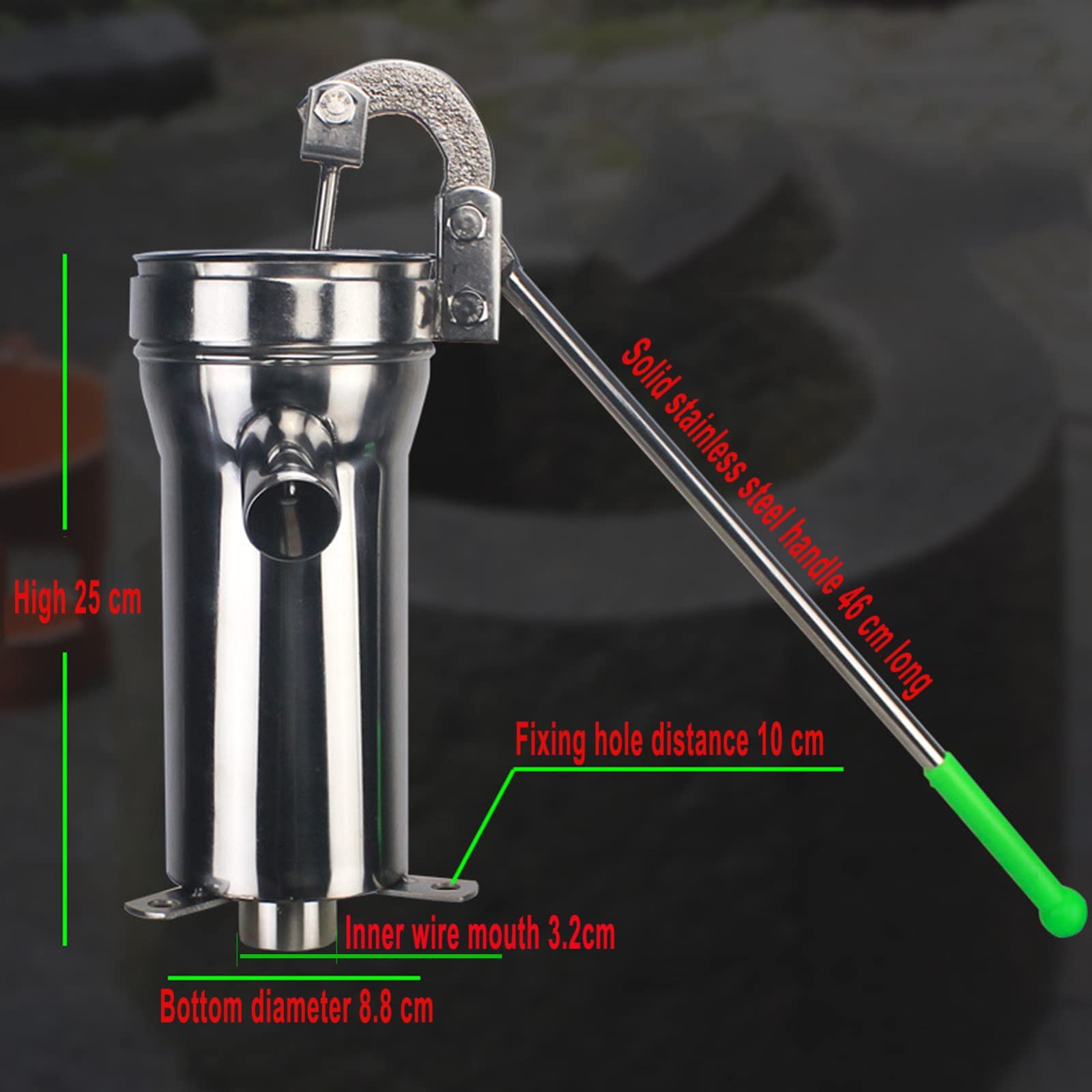Hand-Shake-Saugbrunnenpumpe, Edelstahl-Druckbrunnenpumpe/Wasserpumpe Wasserpressbrunnen-Handpumpe Altmodische PU-Schüssel-Ölpumpe Shake-Saugpumpe Hub 10 m Erhöht den Wasserdurchfluss Einfach zu bedi