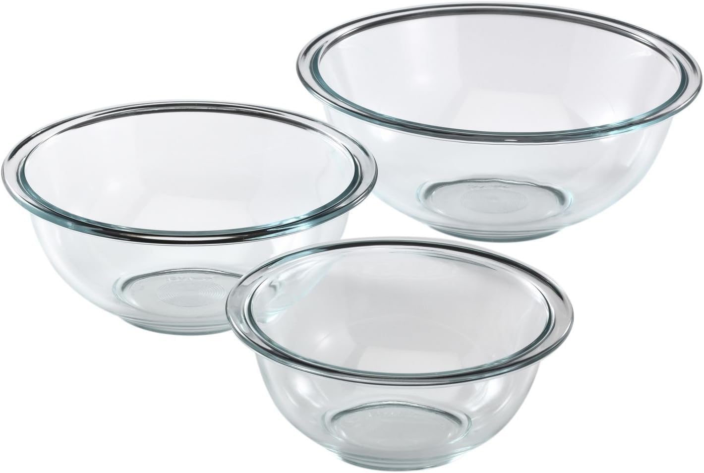 3 Piece Glass Mixing Bowl Set with 1, 1.5, 2.5 Quart Mixing Bowls for Kitchen, Baking, and Storage, Microwave, Freezer, and Dishwasher Safe , Proudly Made in the USA