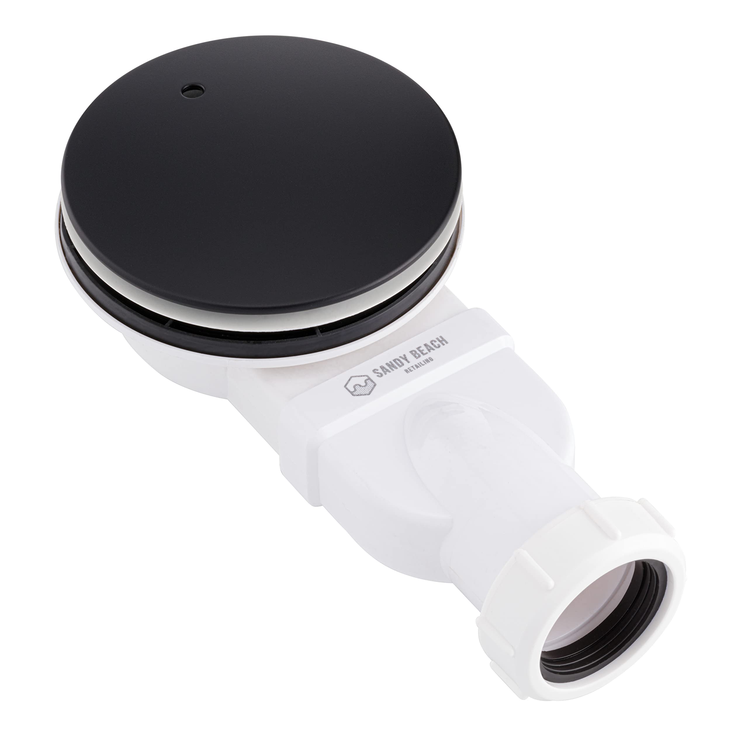Sandy Beach Black Shower Waste Trap - 90Mm Shower Waste Trap, Slimline Shower Waste 90Mm - Shower Tray Waste Trap, Shower Tray Trap - Shower Trap - 90Mm Diameter 48Mm Depth