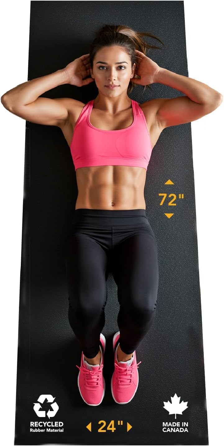 Rubber King Multi-Purpose Exercise Mat – 100% Recycled Thick Rubber Mat for Home Gym Flooring, Non-Slip, Low-Odor Durable Workout Mat for Indoor/Outdoor, Shoe-Friendly