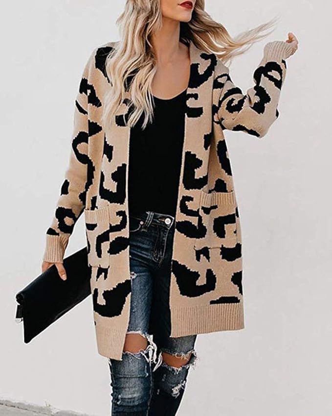 leopard print cardigan amazon