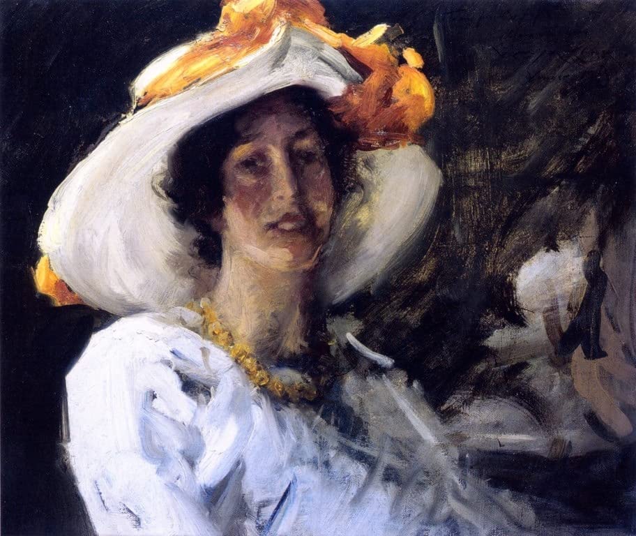 Poster sur toile Clara Stephens portrait chapeau orange William Merritt