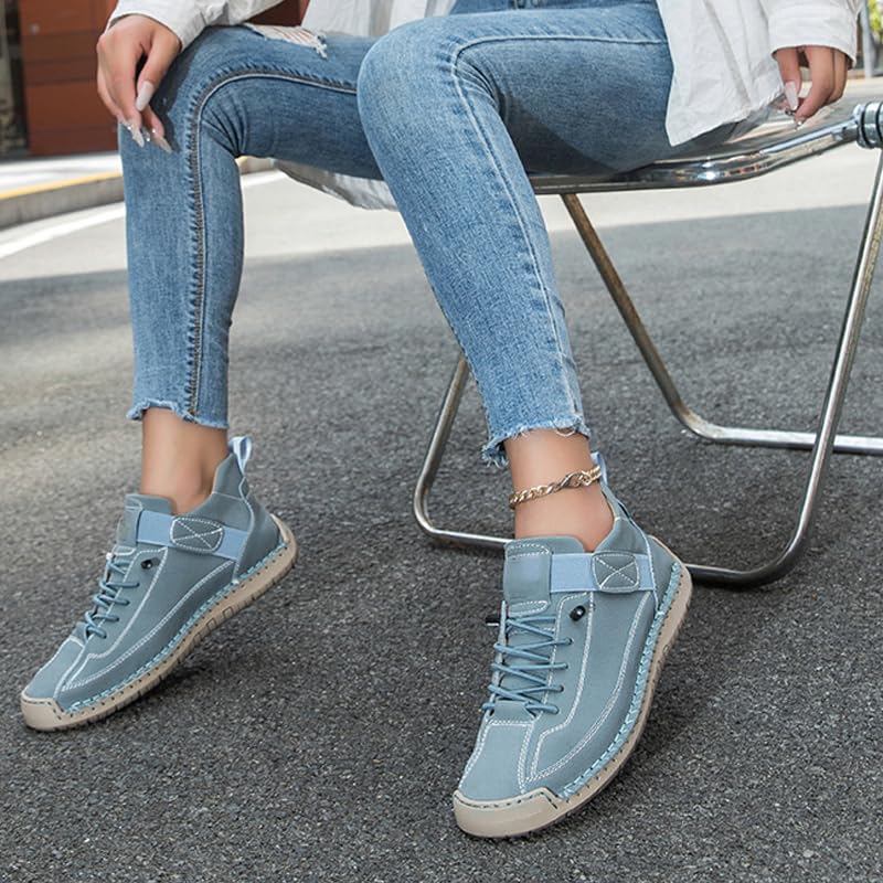 Women's Handmade Leather Orthopedic Comfy Shoes, Casual Driving Boots Women Outdoor Slip On Mid Top Flats Ankle Boots, Comfortable Adjustable Walking Shoes2