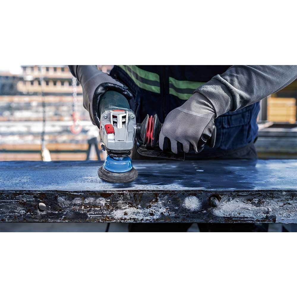 Bosch 1x Spazzola a tazza PRO Stainless Steel clean a filo ondulato grandi, filetto M14 (per Metalli non ferrosi, Acciaio, Ø 100 mm, Professional Accessorio Smerigliatrice angolare grande)