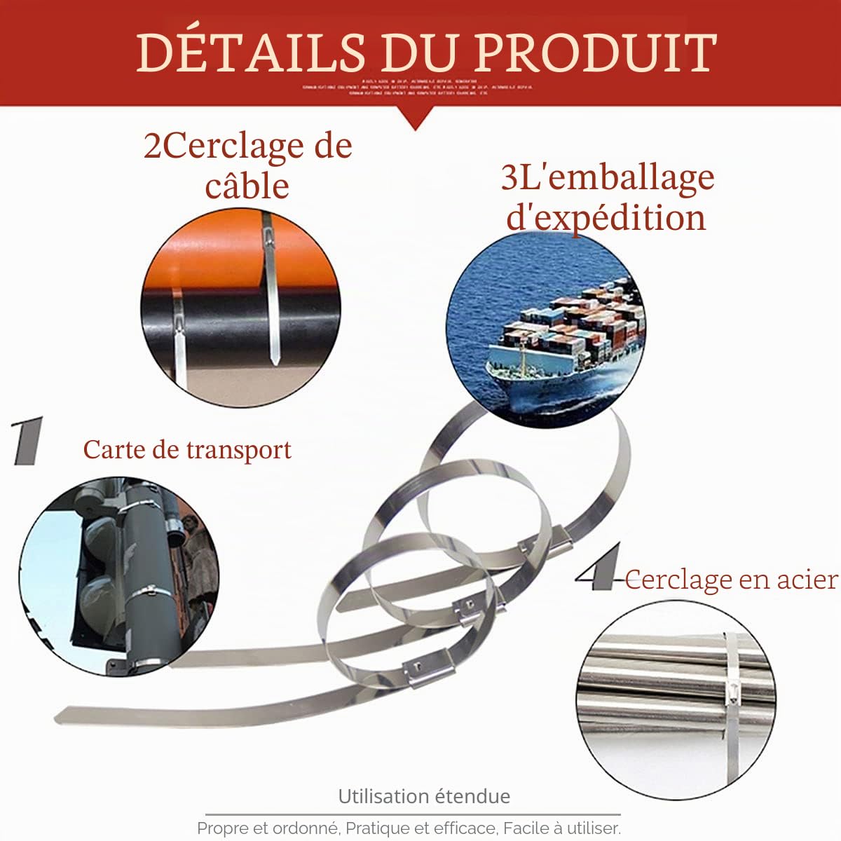 500 Pièces Collier de Serrage Inox,304 Attache Câblées Acier Inoxydable,122 kg Autobloquante Attaches de Câble Robustes,Convient Pour Usage Industriel Garages,Pour Extérieur,Clôture,4.6 * 400mm
