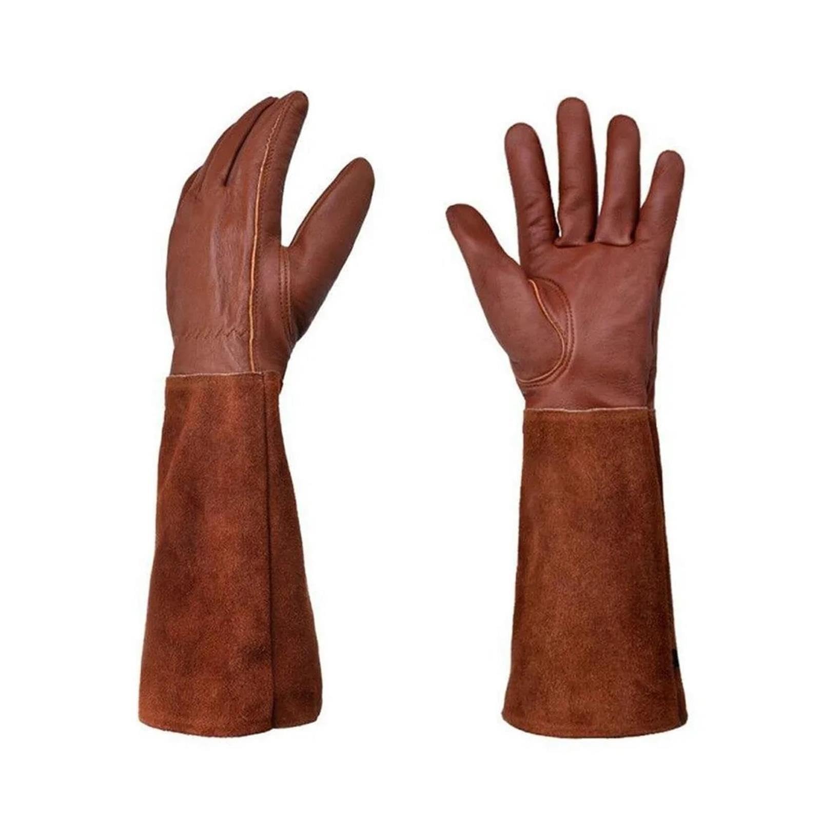 Generisch Langarm-Gartenhandschuhe aus Leder, Thermo