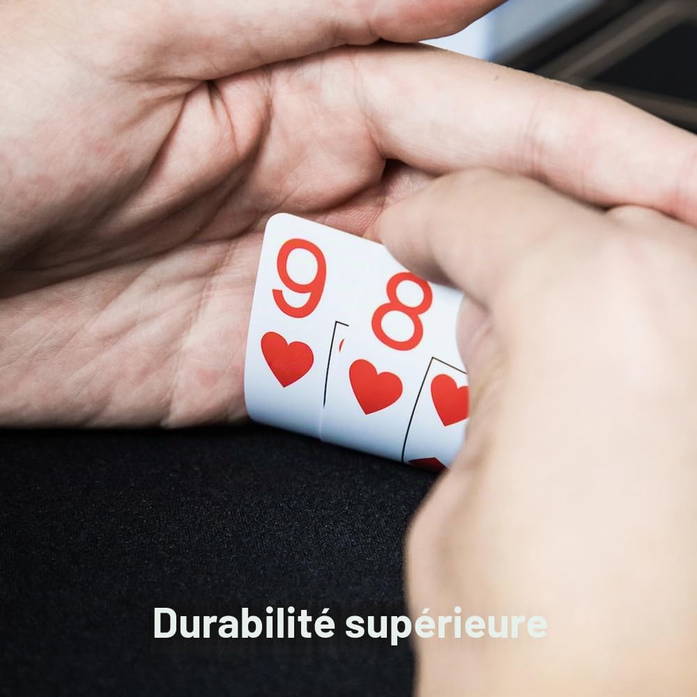SLOWPLAY Cartes à Jouer 100% Plastique Gen 2, 10 Jeux (Rouge/Bleu) | Qualité casino; dos mat texturé; maniement fluide; 100% PVC; étanches & lavables; index jumbo & format poker