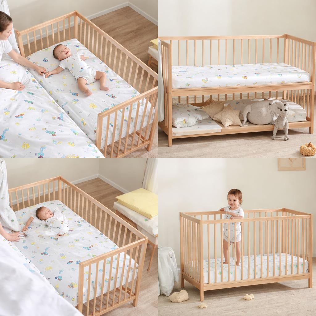 Fitted Crib Sheet for Baby - Bed Sheet with All-Round Elastic, Deep Pocket for Newborn Crib Mattress (28×52 Inch / 132×71 cm), Dinosaur Print 3