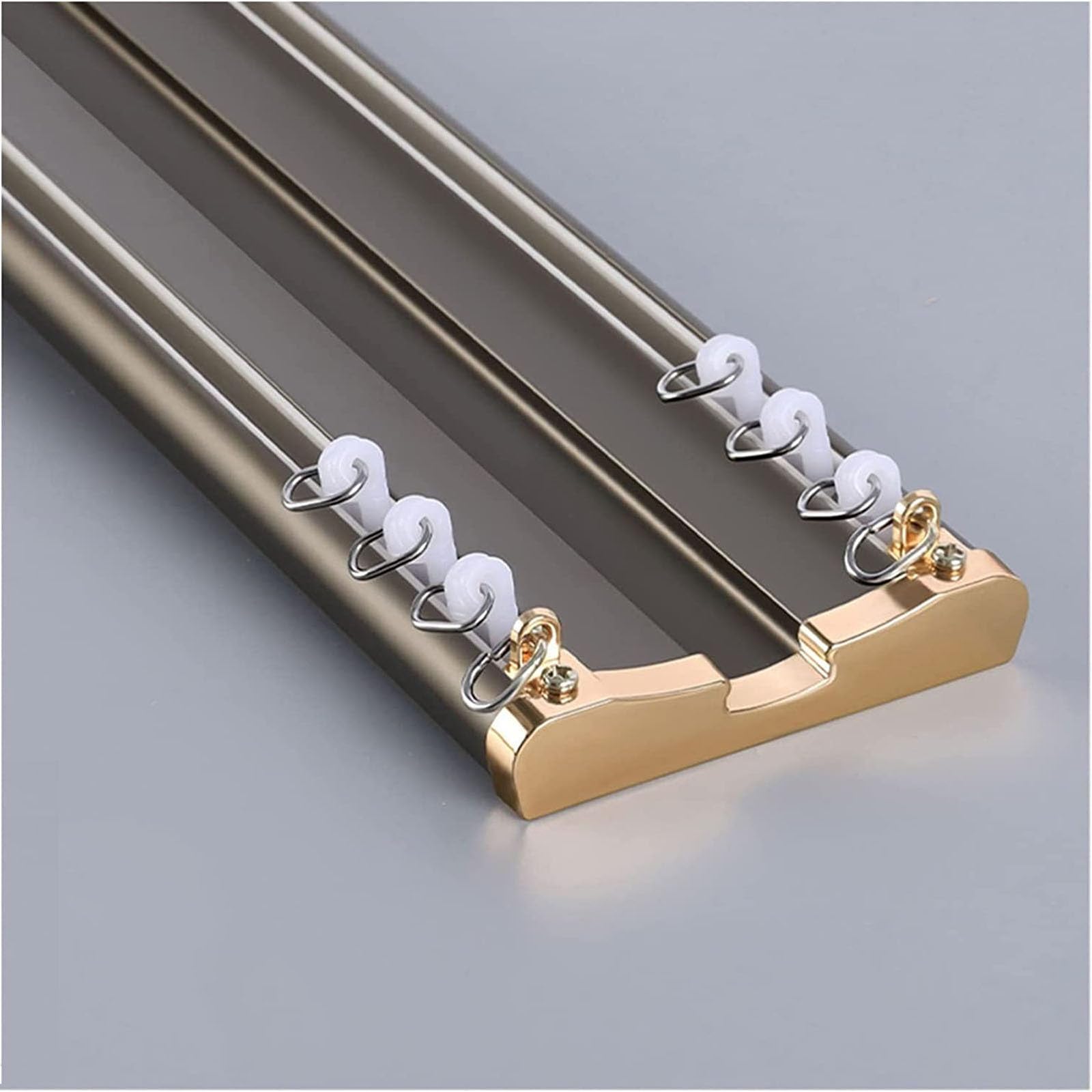 GXQFC Ceiling Curtain Track, Heavy-Duty Double Curtain Rail 1m-5m Ceiling Ceiling Tracks Mounted Room Divider Curtain Rods for Office Living Room And Room Divider (Size:1.5M,Color:Dark Gray) — image 1