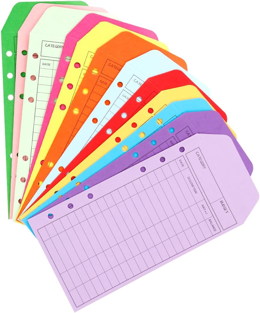 Tabanzhe 12 Color Budget Envelopes with Punch Hole - Thick Cash ...