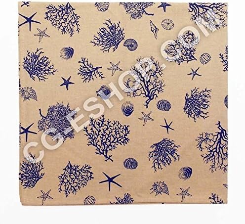 Sea Coral 12 People Tablecloth Rectangular 140 x 240 cm cream blue blue