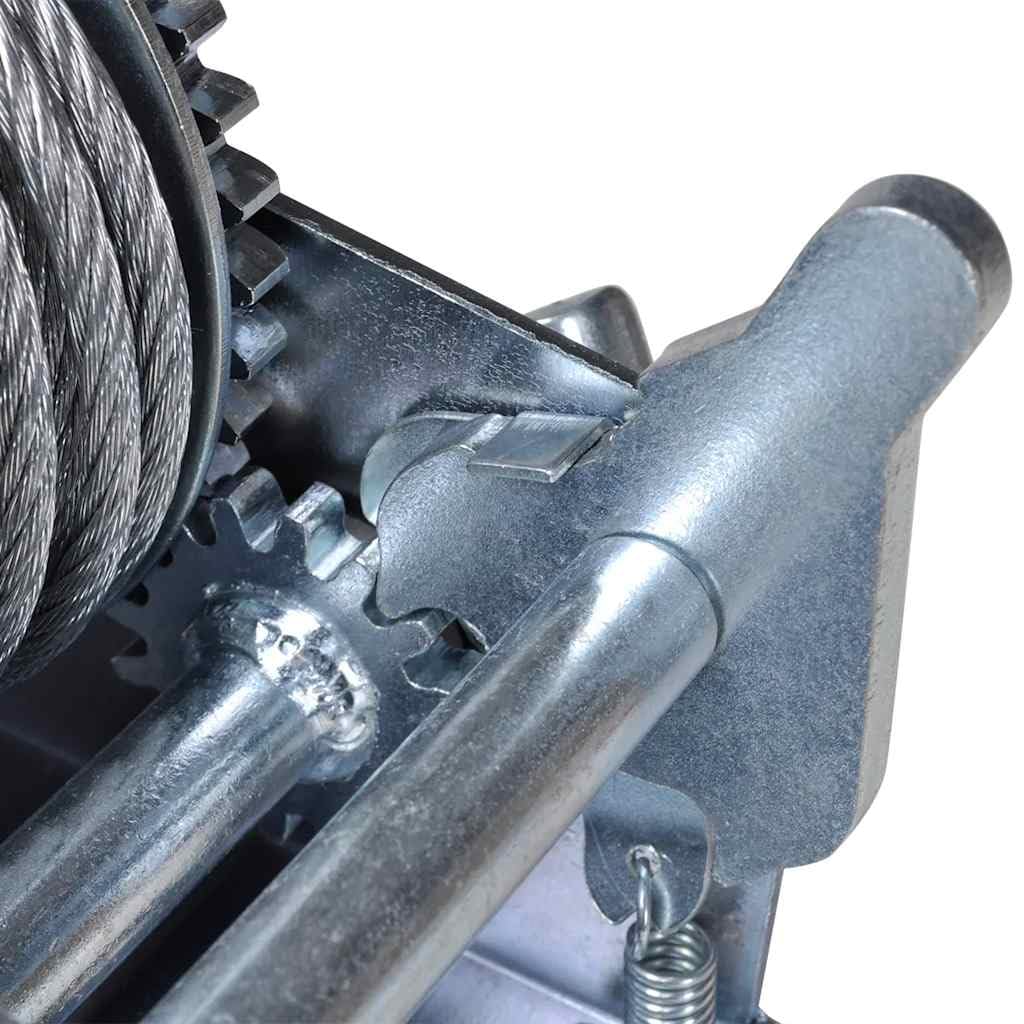 Verricello manuale in ferro, 360 kg, corda da 8 m, rapporto 3,2 1, gancio di carico da 85 mm, verricello di trazione per rimorchi, officine, garage, cantieri, foreste, barche, rimorchi e