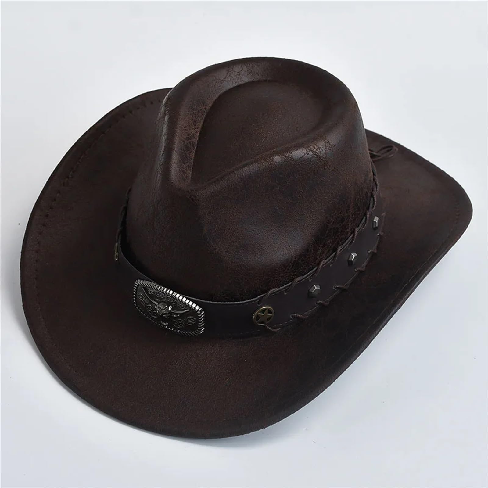 Cappello Cowboy Uomo Cappello da Cowboy Occidentale for Uomo Donna in Ecopelle Vintage Gentiluomo Cowgirl Costume Cappelli Jazz