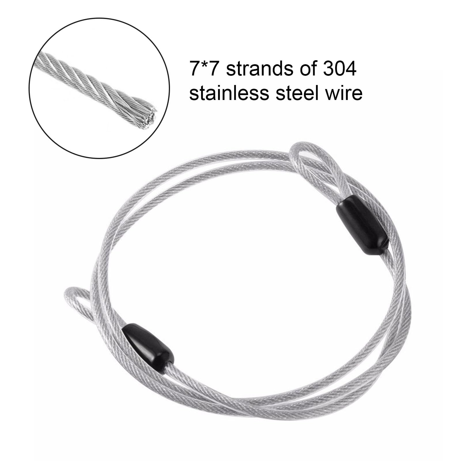 Câble Antivol Acier Inoxydable 1,5m X 5mm Avec œillets - Pour Vélo, Meubles Jardin, Portails - Gainé PVC