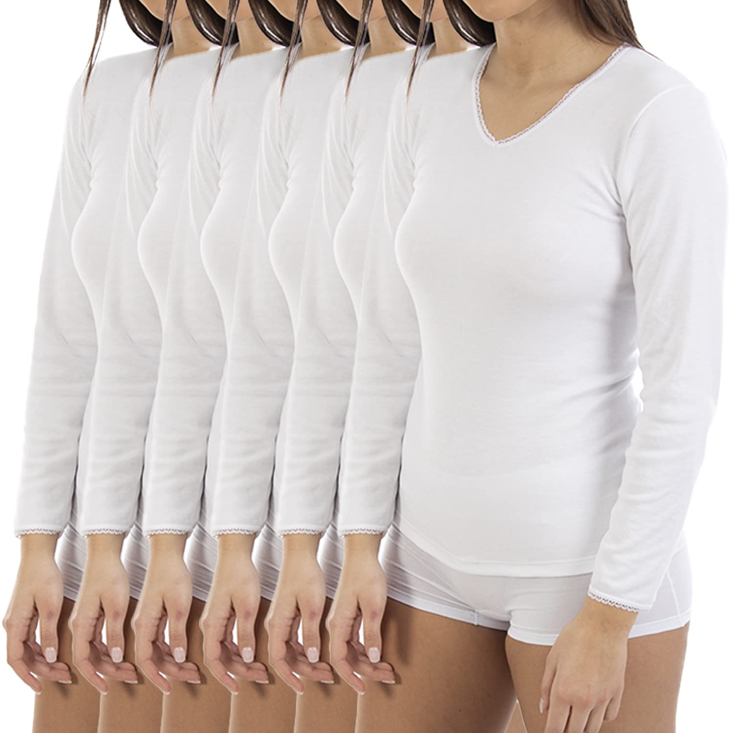 Lacotex Camiseta Interior Termal de Mujer | Camiseta Manga Larga y Cuello Pico Térmica | Confort y Protección Térmica Interior | LCT105