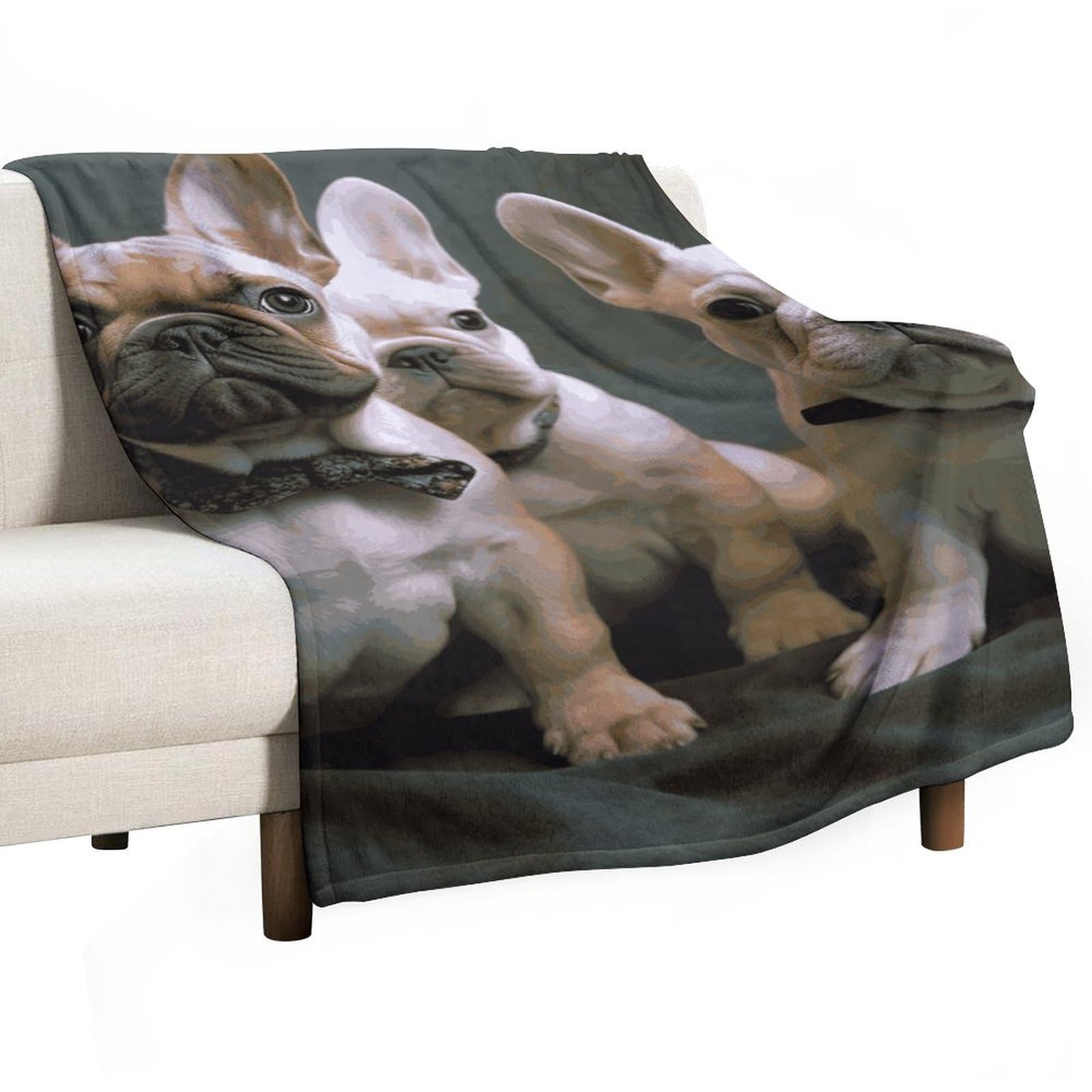 Couverture bouledogue français en polaire flanelle douce, idée cadeau idéale pour lit et canapé