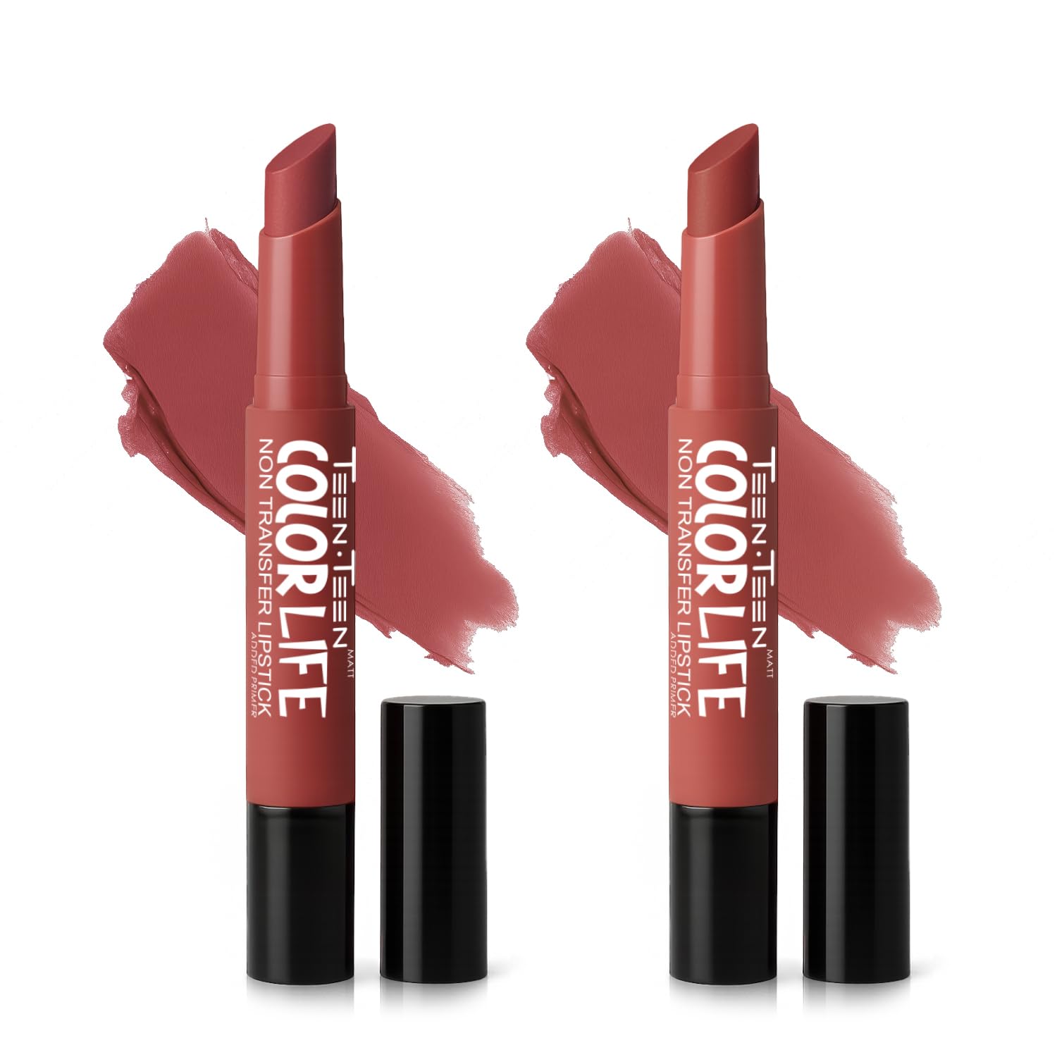TEEN TEEN Color Life Nontransfer Crayon Lipstick |Matte Finish with Built-in Primer |Waterproof & Long Lasting Lip Color |Smudge-Proof, Fade-Resistant Formula |Combo Color (Bollywood Nude, Coral Pink)-image-18