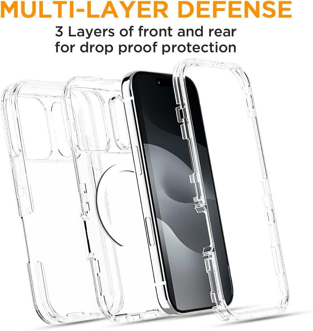AICase for iPhone 17 Pro Case Clear with Magsafe Heavy Duty Drop Protection Full Body Rugged Shockproof/Dust Proof Triple Layer Transparent Military Protective Tough Durable for iPhone 17 Pro 6.3"_1 - Image 2