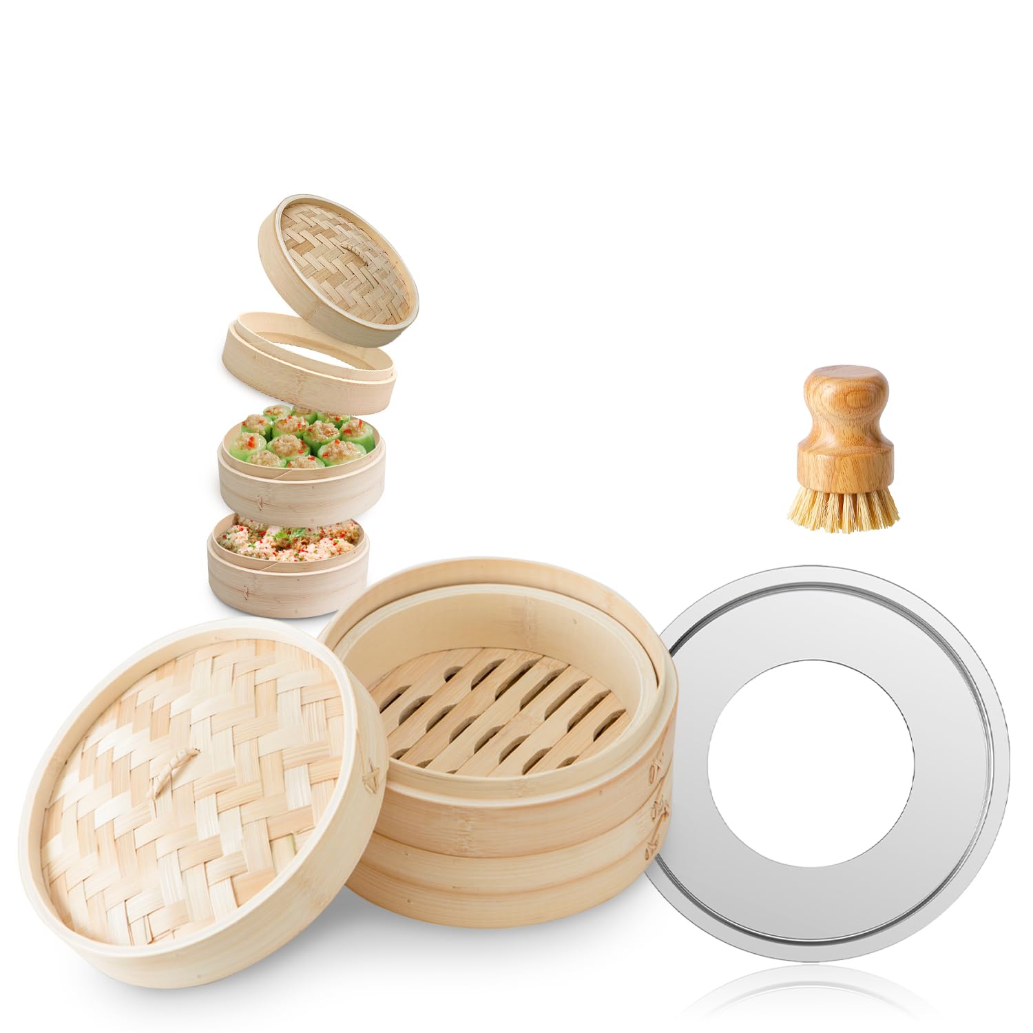 Amazon | 重ねて収納可能 【高さ調整輪付☆受け台セット】せいろ 受け Amazon | 重ねて収納可能 【高さ調整輪付☆受け台セット】せいろ 受け