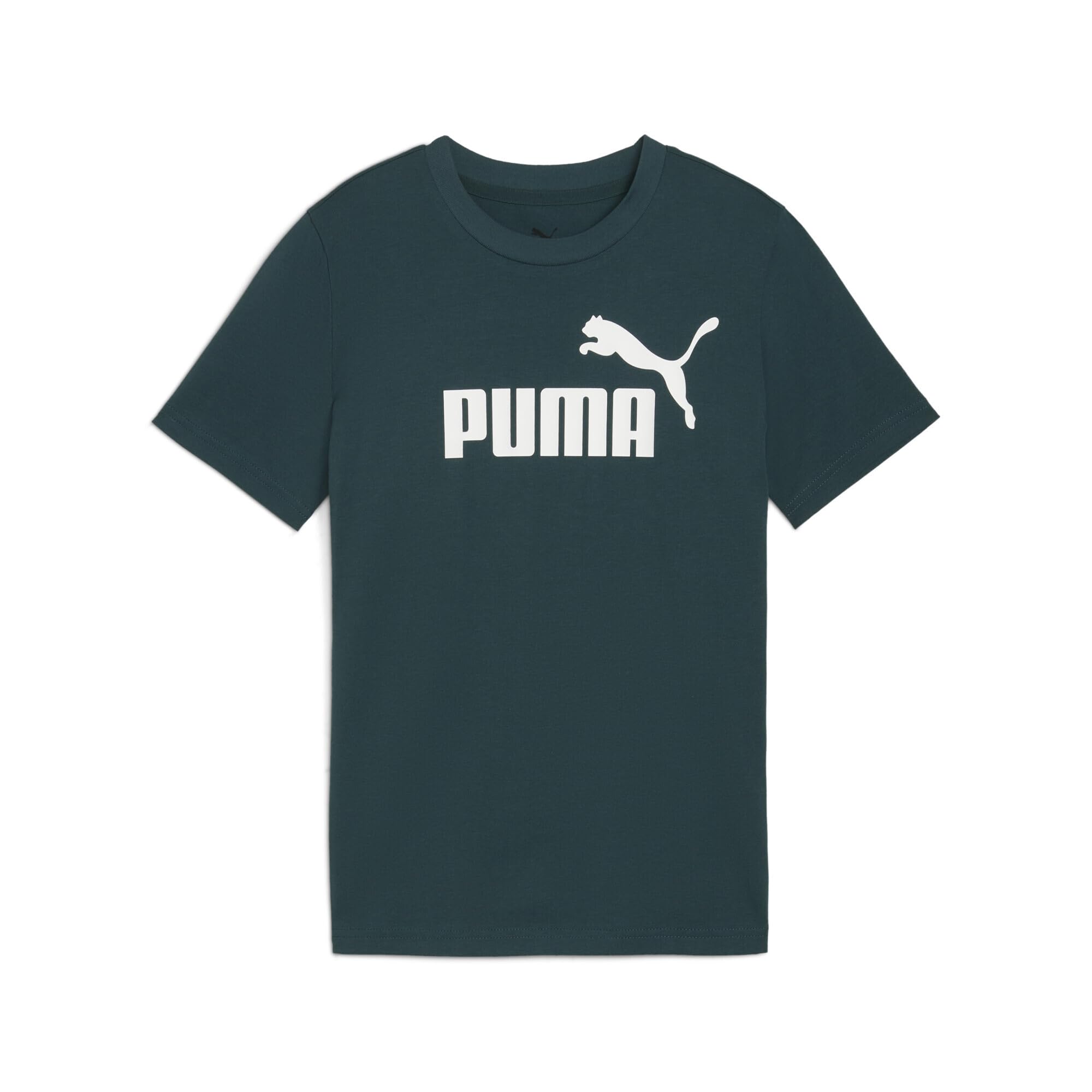 Puma Unisex Ess No. 1 Logo T-Shirt Youth, Green Terrain, Clothing Size 15-16 Youth