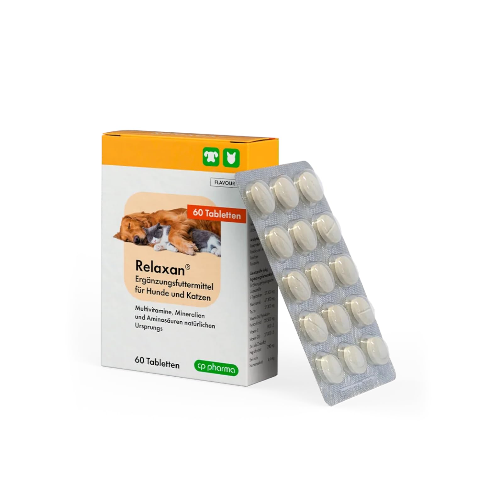 cp pharma Relaxan | 60 Tabletten | Ergänzungsfuttermittel für Hunde & Katzen | Mit Multivitaminen