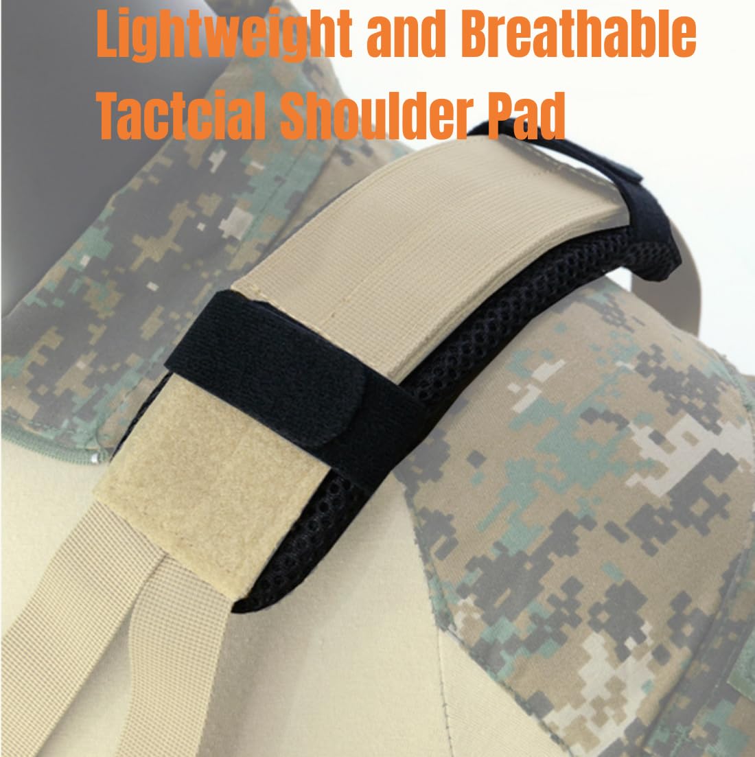 ACEXIER Tactical Vest Strap Shoulder Pads Breathable Mesh Cushion Shoulder Pad Vest Plate Carrier (Tan)