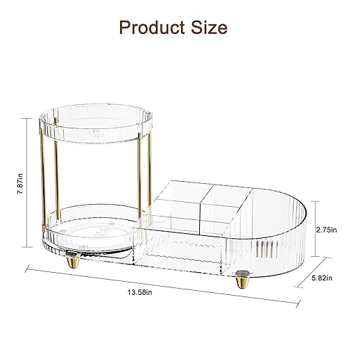 Miniatura 7 de Organizador de maquillaje de mostrador para tocador, bandeja giratoria de perfume con organizadores de cosméticos y cuidado de la piel de 5
