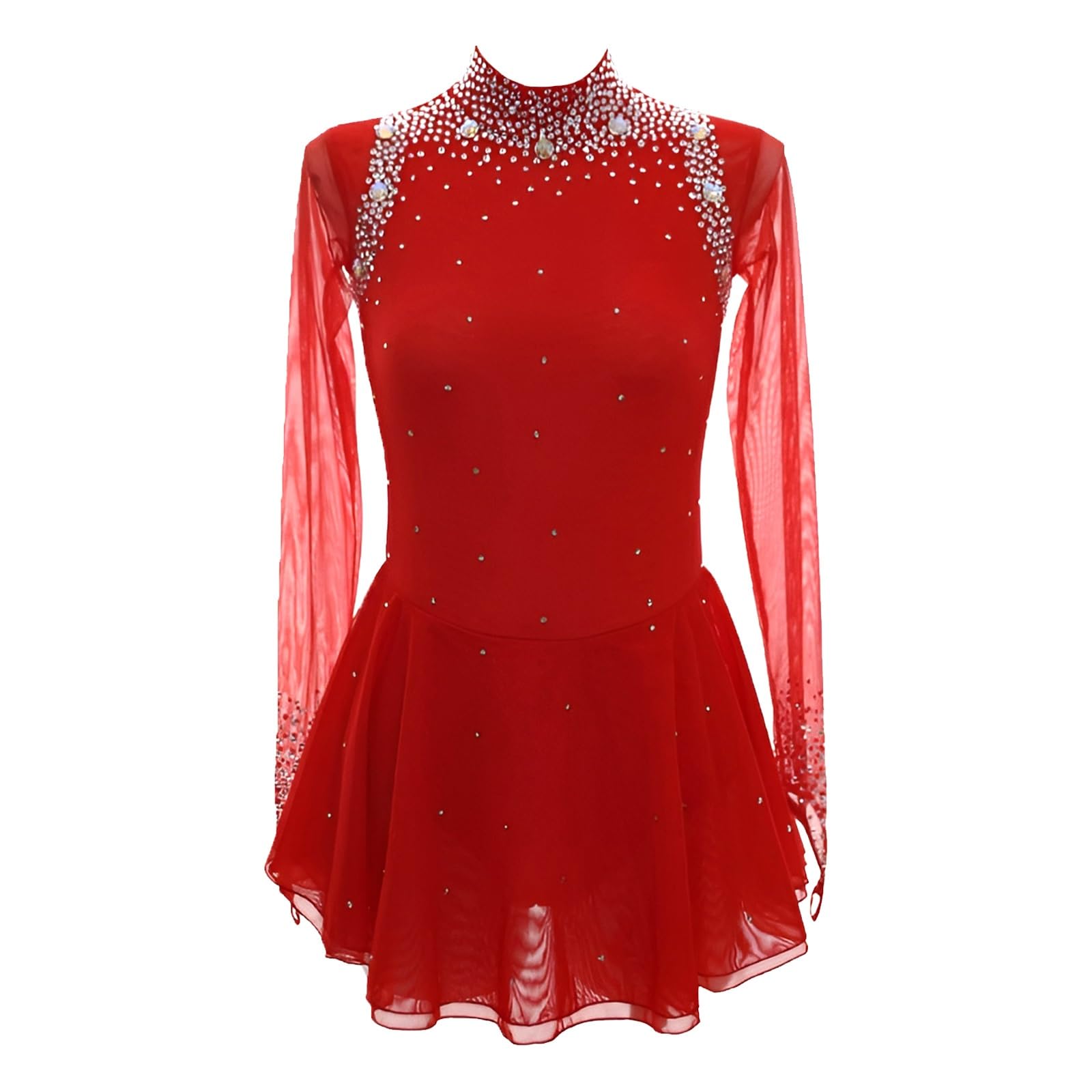 Vestido De Patinaje Artístico For Niña, Mangas Largas, Hecho A Mano, Personalizado, Vestido De Competición De Danza Sobre Hielo For Adultos Y Niños