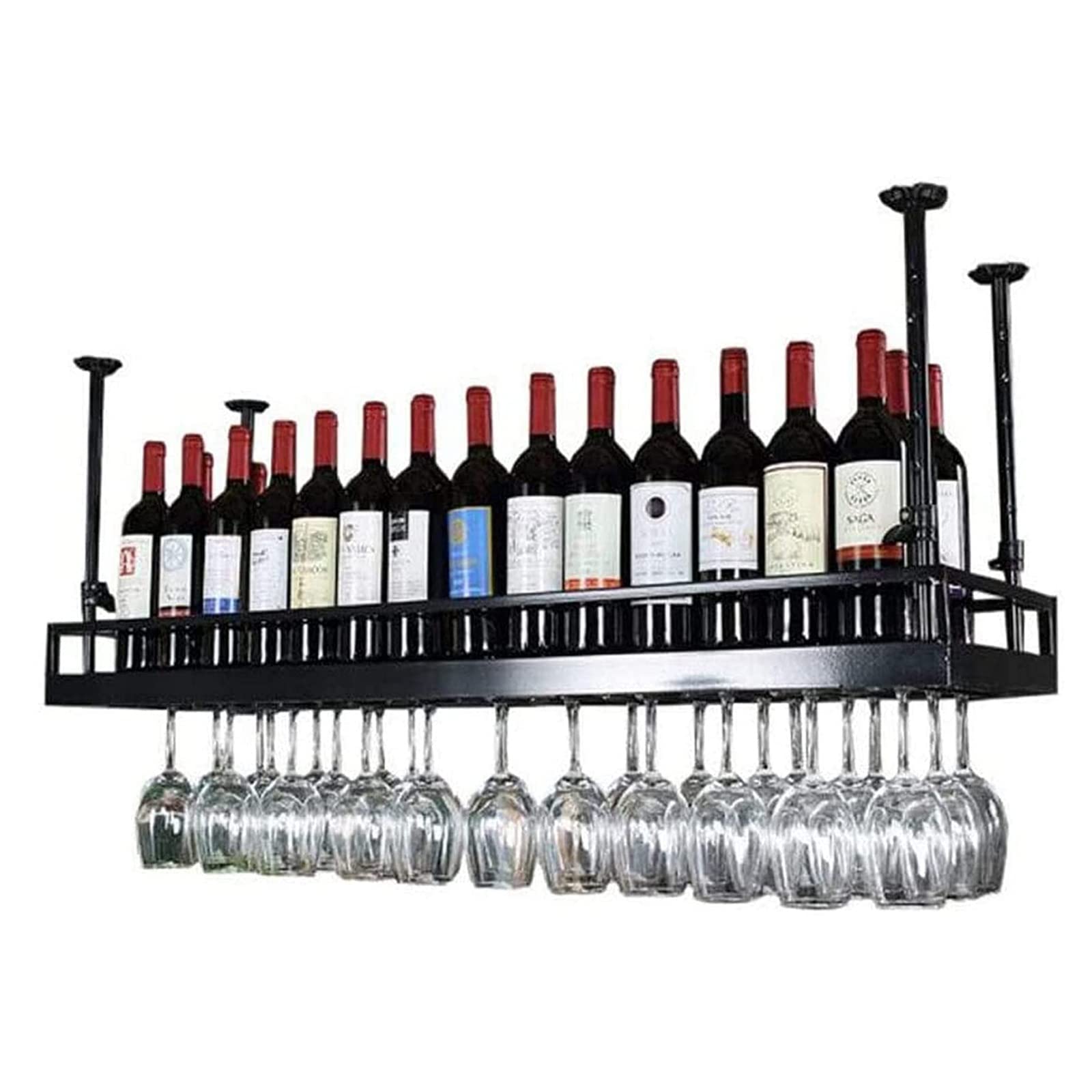 Casier à vin au plafond en fer forgé, le haut de gamme pour verres et bouteilles