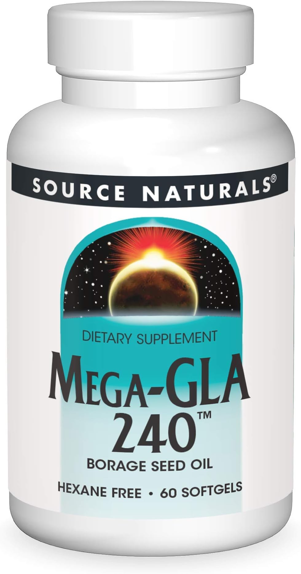 Source Naturals Mega-GLA 300 - 100% Pure, Cold Pressed Borage Seed Oil, Fatty Acid Support - Omega 6 - 60 Softgels