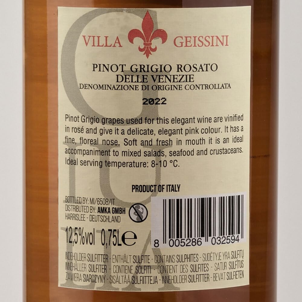 Villa Geissini GIULIA Pinot Grigio Rosato, trocken, sortenreines Weinpaket (6x0,75l)