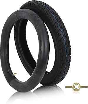 14x2.125 Electric Bike and Tube Set, 14x2.125 57-254 Explosion-Proof Electric Bicycle Tire with Bent Valve Inner Tube for 10-inch Rims Puncture Resistant Ebike Tire