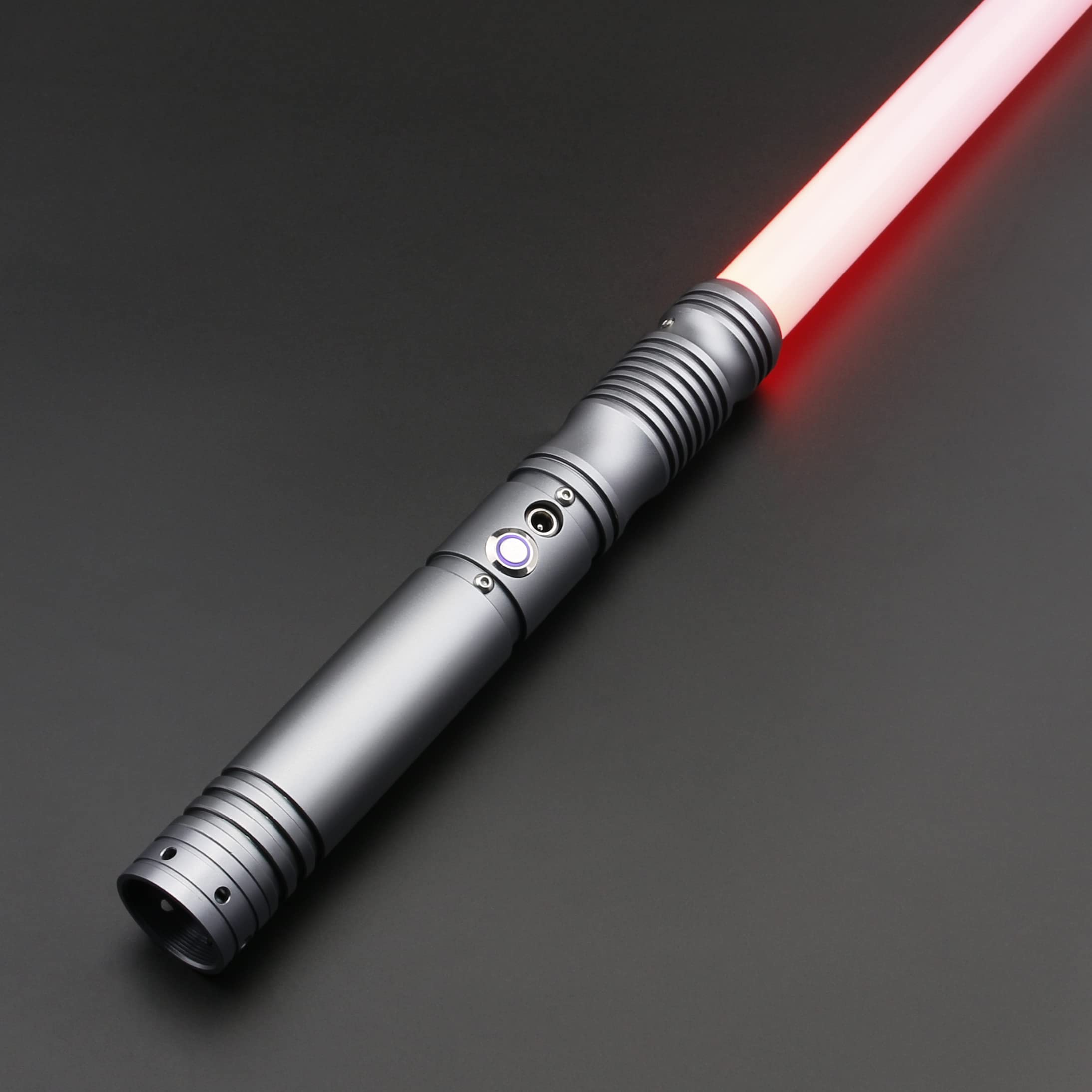 TXQ Lightsaber Heavy Dueling Lightsabers for Adult Premium Aluminium Alloy Hilt FOC Light Saber RGB 12 Colors Changeable 10 Sets Sound Font Force FX Lightsaber (Gray)