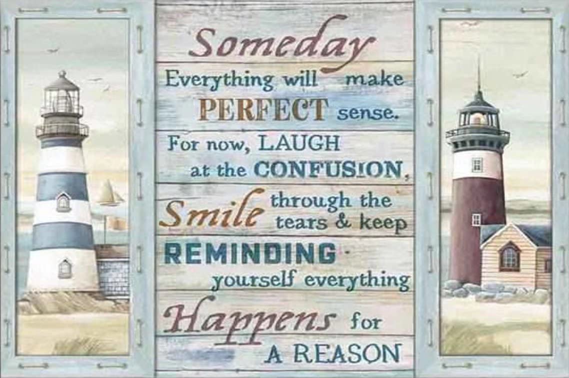 Beach Lighthouse Metal Tin Sign,Vintage Wall Decor Retro Art Sign Funny Decor for Home Bar Pub Cafe Farm Room Metal Poster 12x16 Inch