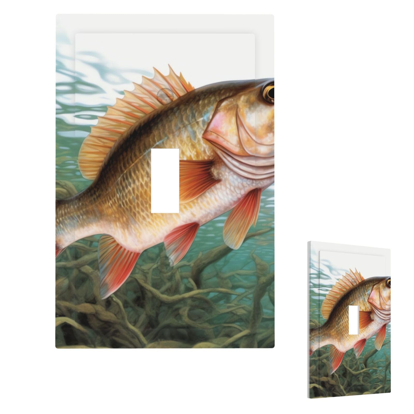 Fish Wall Plate Cover Modern Decorative 1 Gang Light Switch Cover Unbreakable Receptacle Outlet Covers For Living Room Bedroom Home Decor Single Toggle