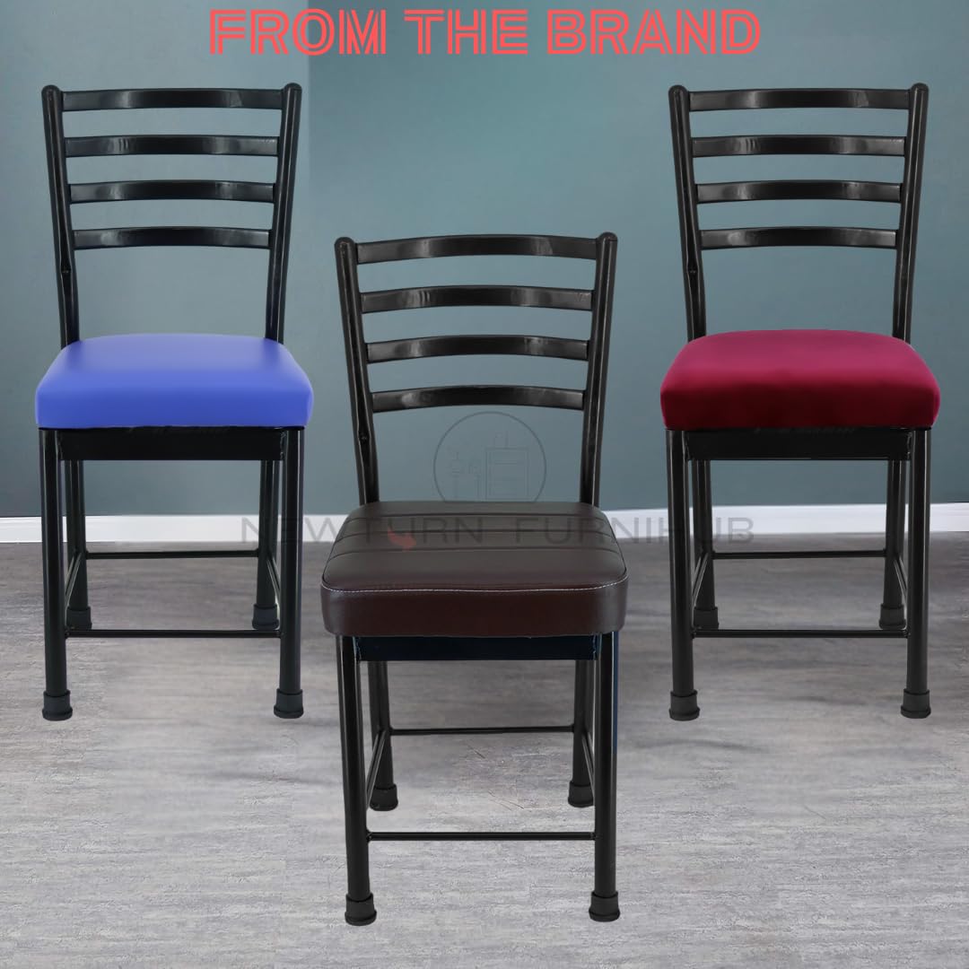 NEWTURN FURNIHUB Metal Black Dining Chair Living & Dining Room Home Comfortable Durable Chair (18 inc.h Height from Ground to SEAT) (Parrot Green) 4