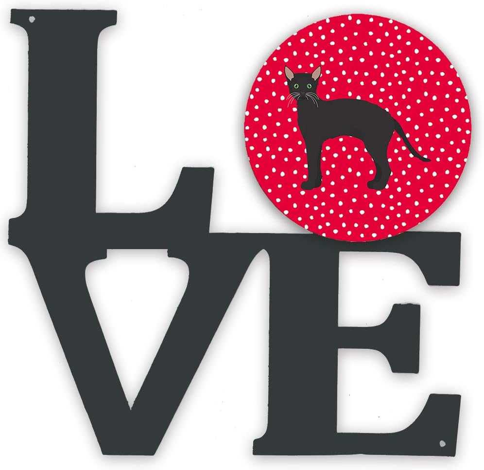 Caroline's Treasures CK5620WALV Black German Rex Cat Love Metal Wall Artwork Love, Red Indoor Outdoor Art Decor Patio, Bathroom, Kitchen Colorful Aluminum and Black Steel Sculpture