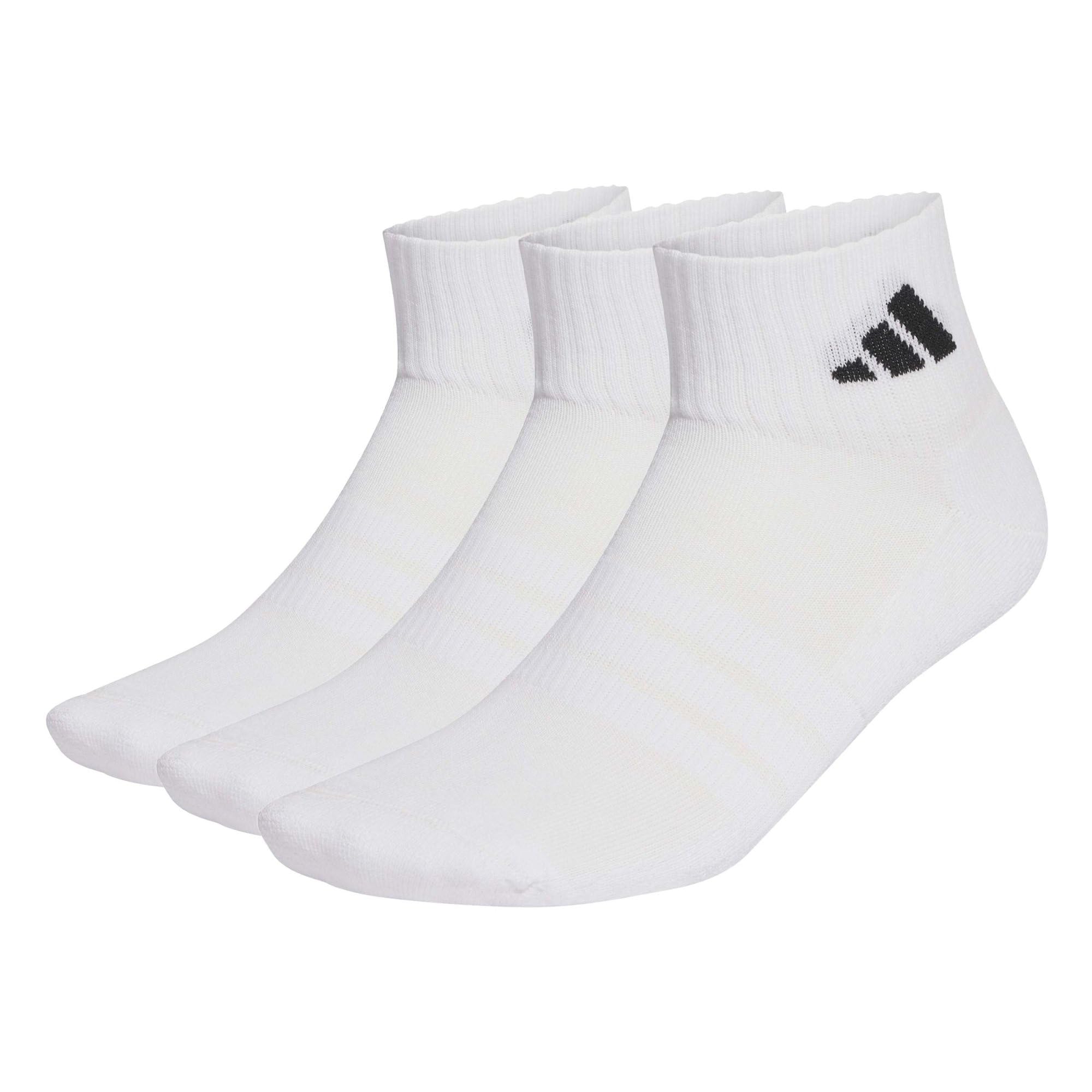 Adidas Men's White Cushioned Sportswear Ankle Socks 3 Pairs in Size 12+, Sports Direct