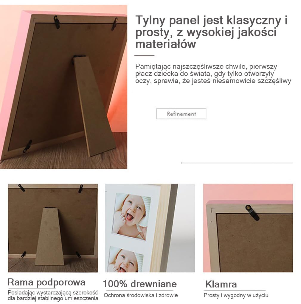 Zestaw dla Noworodka Ramka Odcisk Dłoni I Stopy,Ślad Dziecka Zestaw Pamiątkowa Ramka na Zdjęcia,prezenty na Baby Shower dla Dziewcząt Chłopców,Drewniany