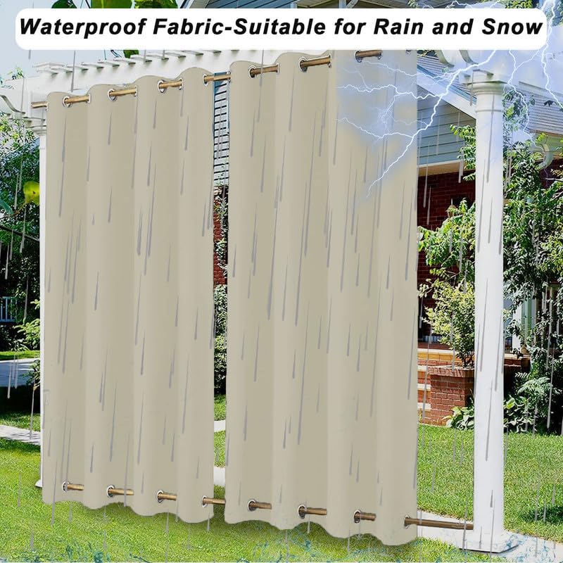 Tenda per esterni impermeabile e antivento con occhielli nella parte superiore e inferiore, protezione solare e oscurante per gazebo e giardino, 1 pezzo, Beige, L254xA183cm