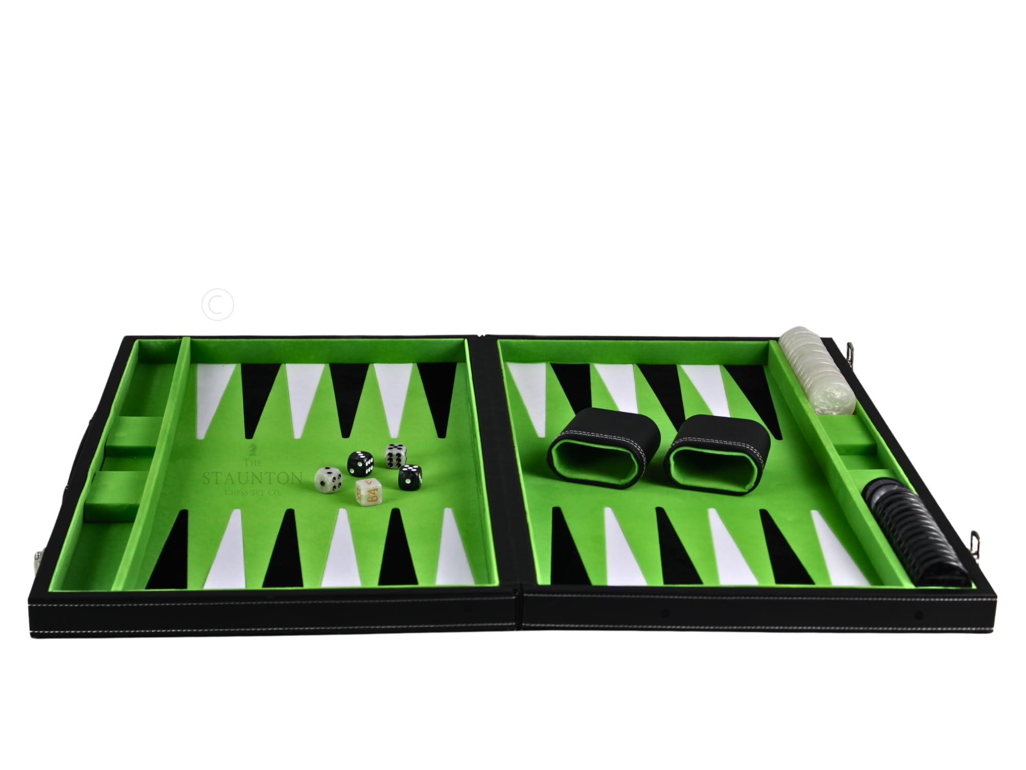 Set Backgammon in pelle verde malachite 21 pollici