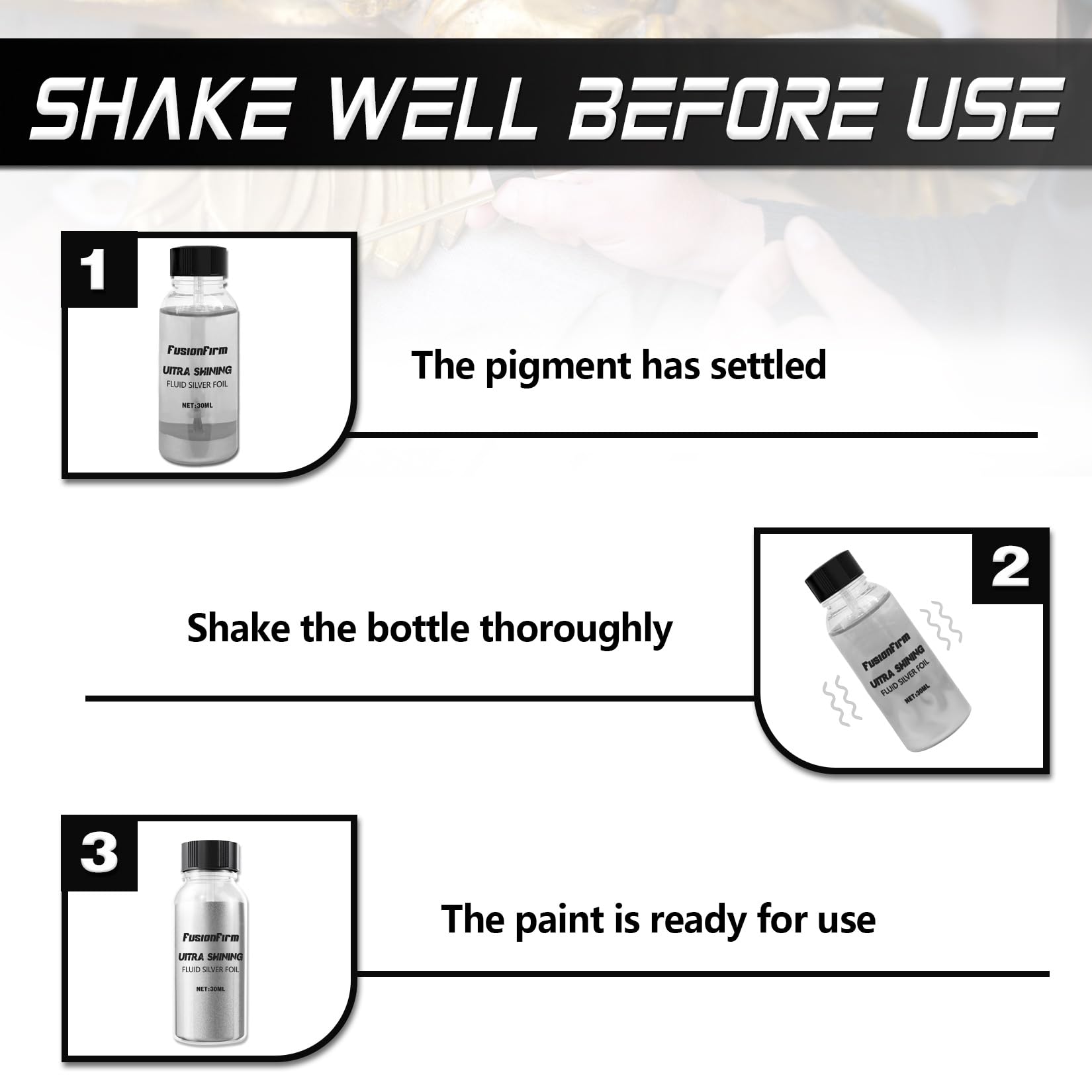 Liquid Silver Leaf Paint Kit - Alcohol-Based Quick Dry Ultra Shiny Metallic Gilding Paint for Crafts, Resin Art, DIY Decor | High Gloss Finish with Varnish | 2 x 30ml Bottles