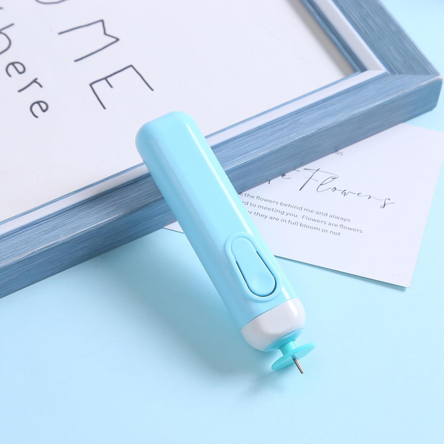 Electric Quilling Pen, Electric Quilling Slotted Tool Automated Paper Volume Curling Pen(Blue)
