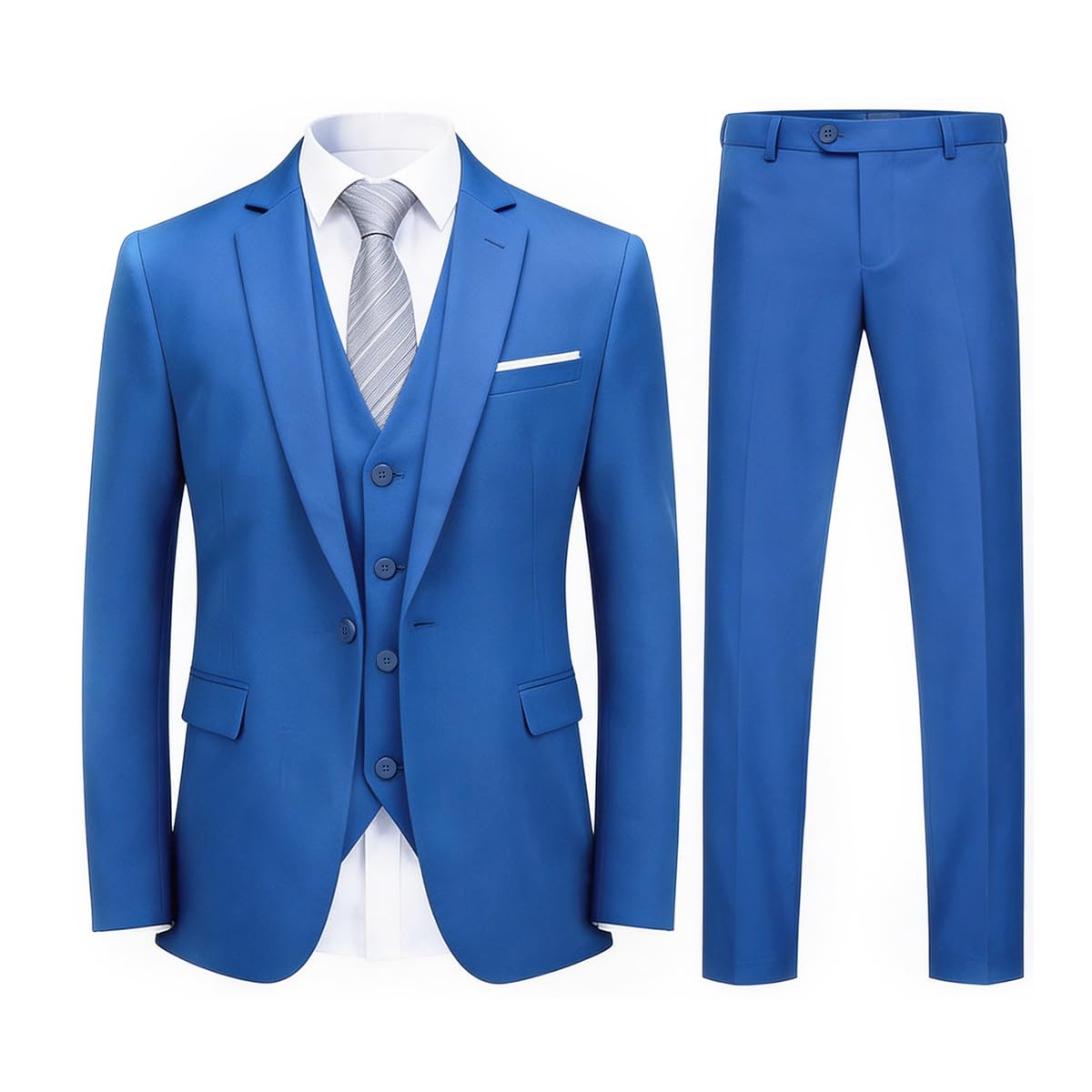 YOUTHUP Abito Uomo 3 Pezzi Slim Fit Blazer Panciotto Pantaloni | Completo in tessuto confortevole ed elastico. Perfetto per cerimonie, lavoro e occasioni speciali
