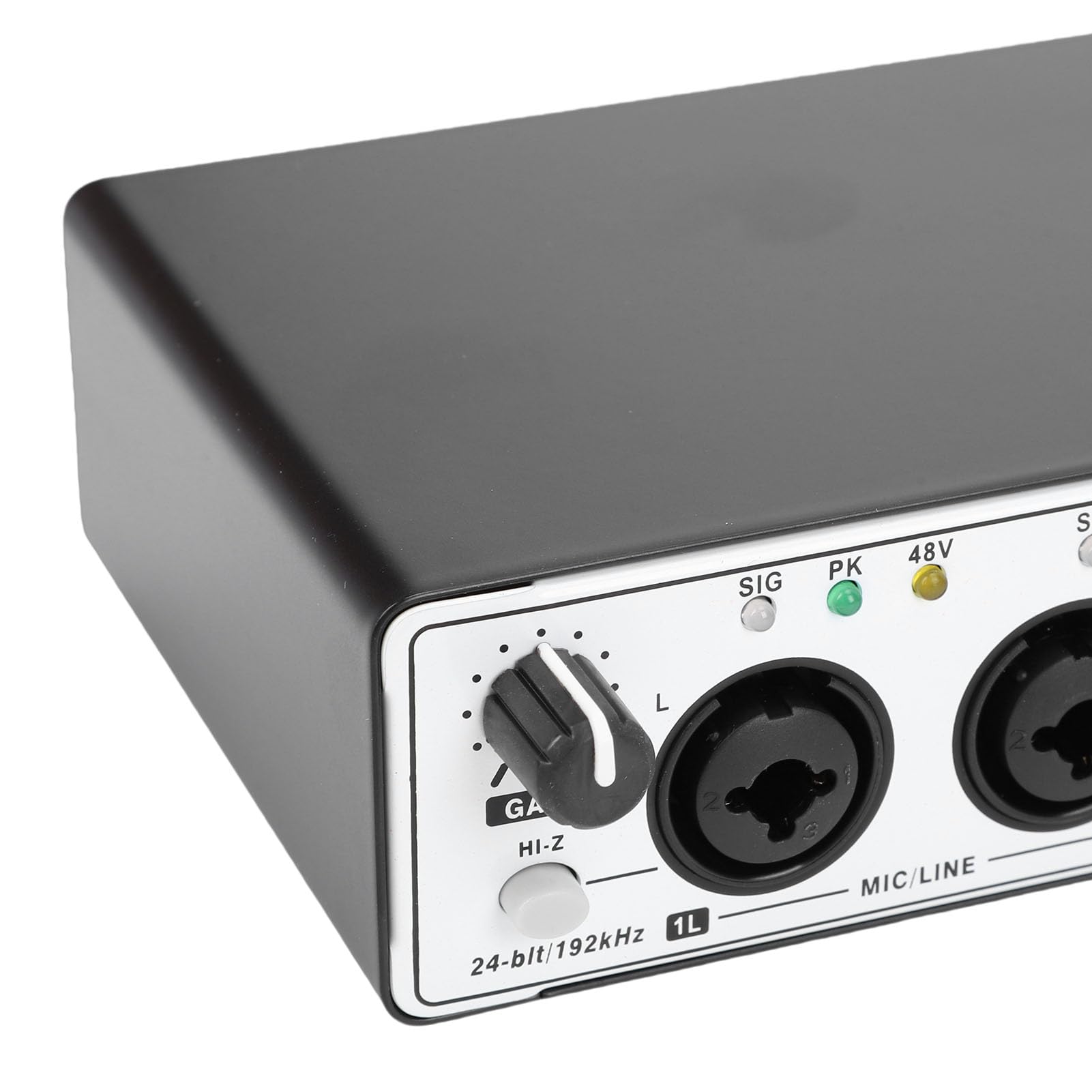 Fockety Interfaccia audio USB, ingresso XLR a 24 bit e 192 kHz Interfaccia audio per home studio, alimentazione a 48 V, per registrazione musicale, podcasting e streaming (nero bianco)