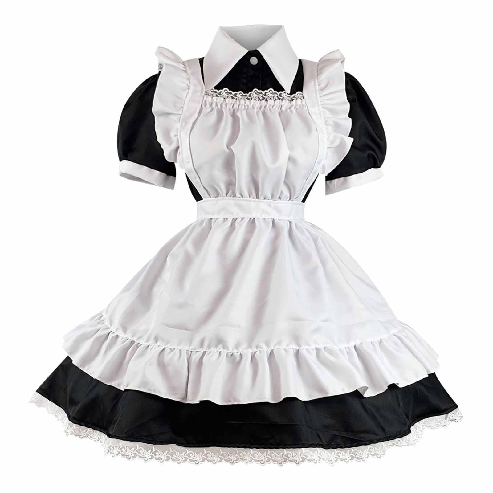 GULASISI Lolita Clothes Women Cute Plaid Corset Dress Sweet Maid Dress Teen Girls Kawaii Anime Cosplay Dress Halloween Costume